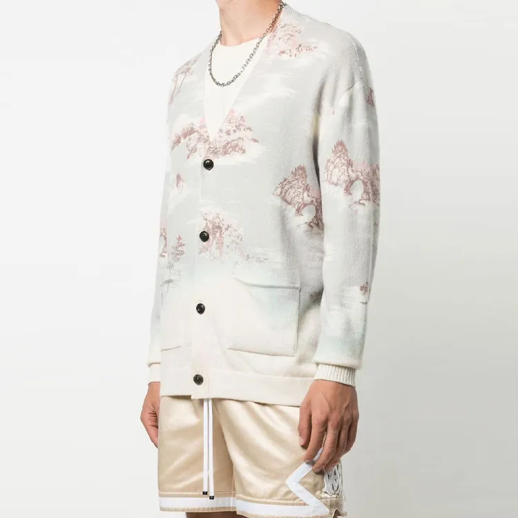 AMIRI Aloha Bleached Cashmere Cardigan Sweater-2