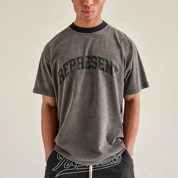 REPRESENT T Shirts Men Washed Gray-2