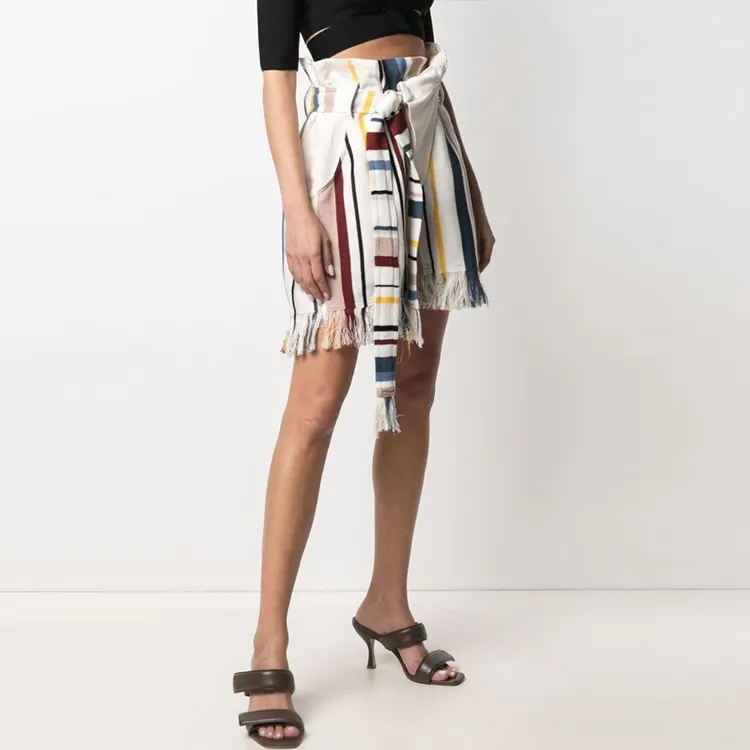 AMBUSH Tie Belt Striped Shorts-3