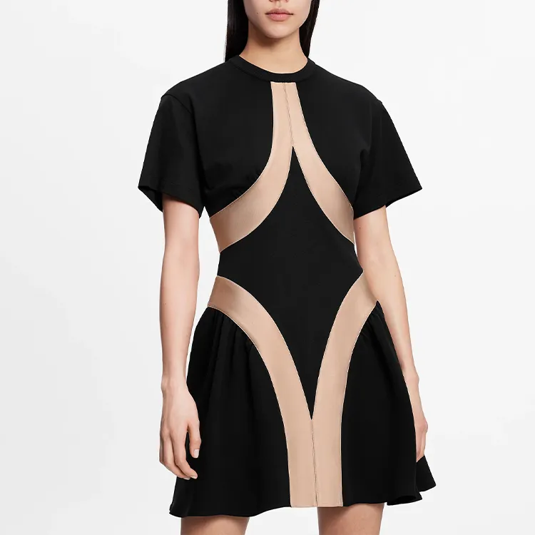 LOUIS VUITTON New Quarterly Products Of LV Short-Sleeved Dresses Women's Black-3
