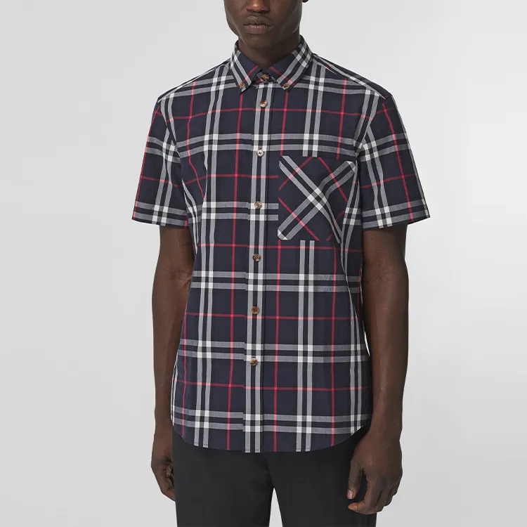 Burberry Shirts Men Marine Blue-1