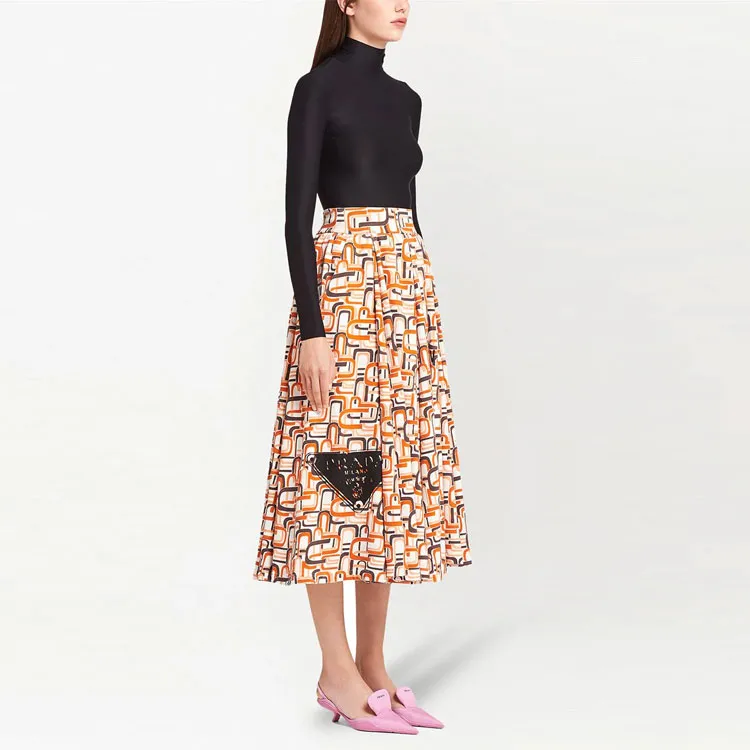 PRADA Casual Long Skirts Women's Orange-3