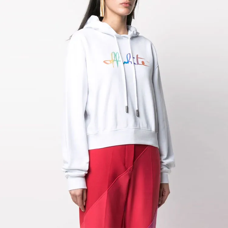 OFF WHITE Rainbow Logo Hoodie White-2