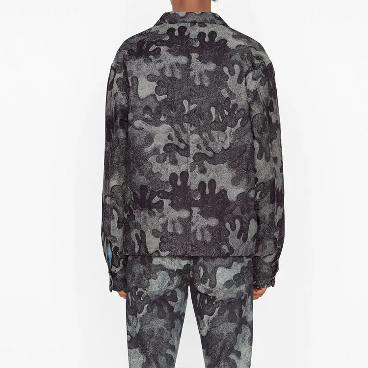 DIOR X Peter Doig Logo Embroidery Camouflage Jacquard Denim Long Sleeve Shirt Jacket-4