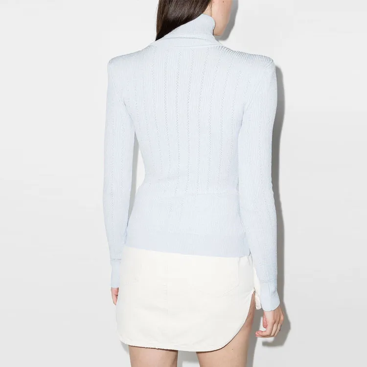 BALMAIN Slim Fit Sweater Women's Light Blue-1