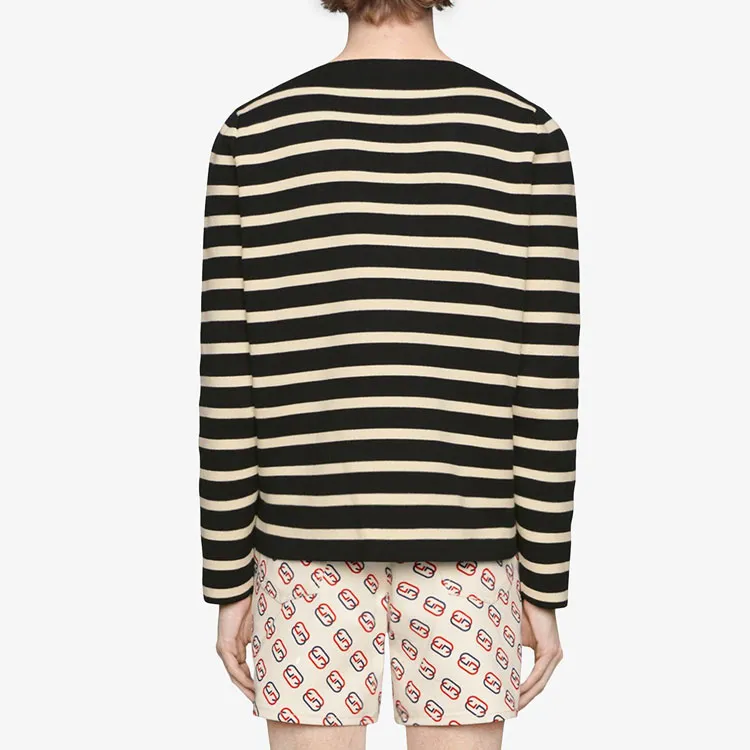 GUCCI T-Shirts Women's Black White Stripes-3