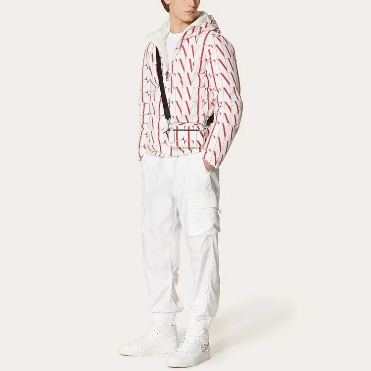 Valentino Letter Hooded Down Jacket Men's White-3