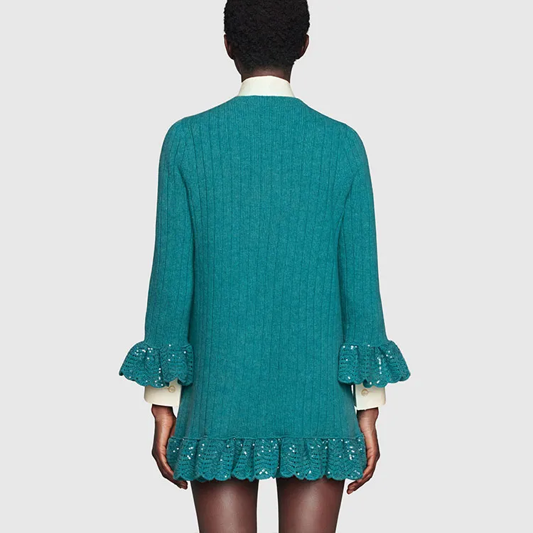 GUCCI Long Sleeved Dresses Women's Dark Blue-2