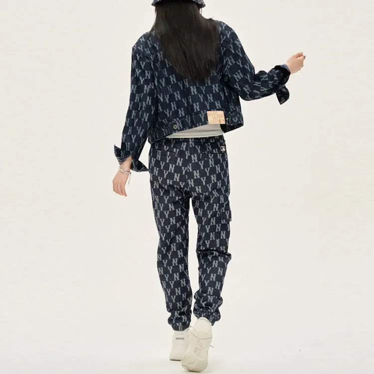 MLB Old Flower Cropped Coats Women's Dark Blue-5