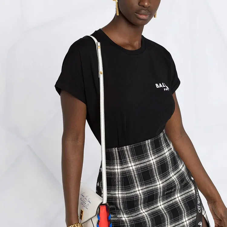 BALMAIN Small Flocked Logo T shirt-4