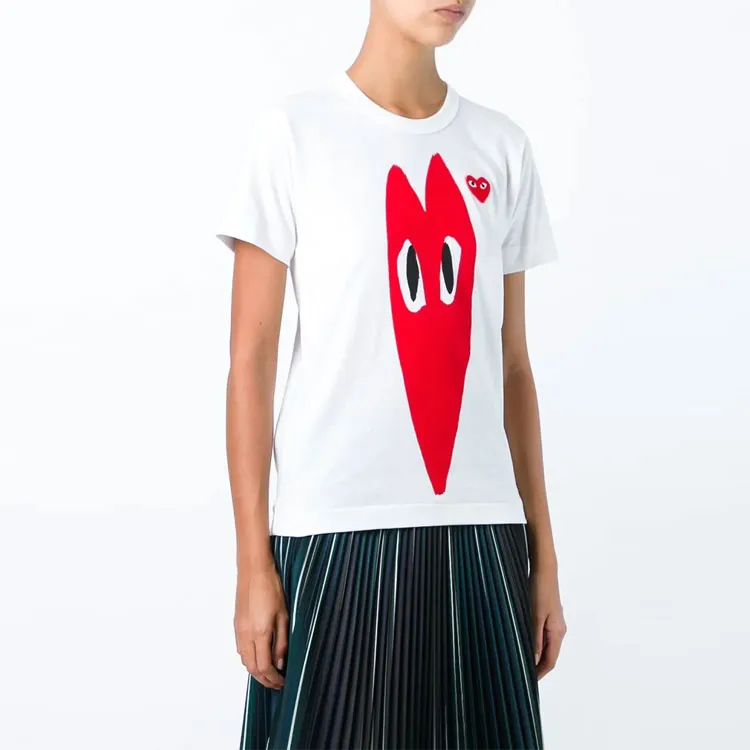 CDG Play Big Heart Logo T Shirt 'White'-2