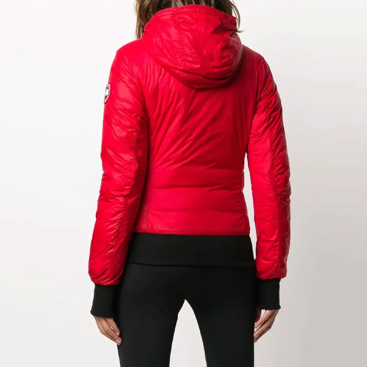 Canada Goose Solid Color Hooded Down Jacket Women's Red-2
