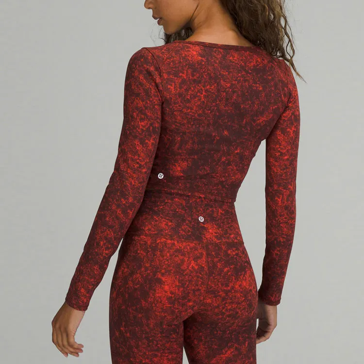 Lululemon Wunder Train Crop Tops Women's Red-2