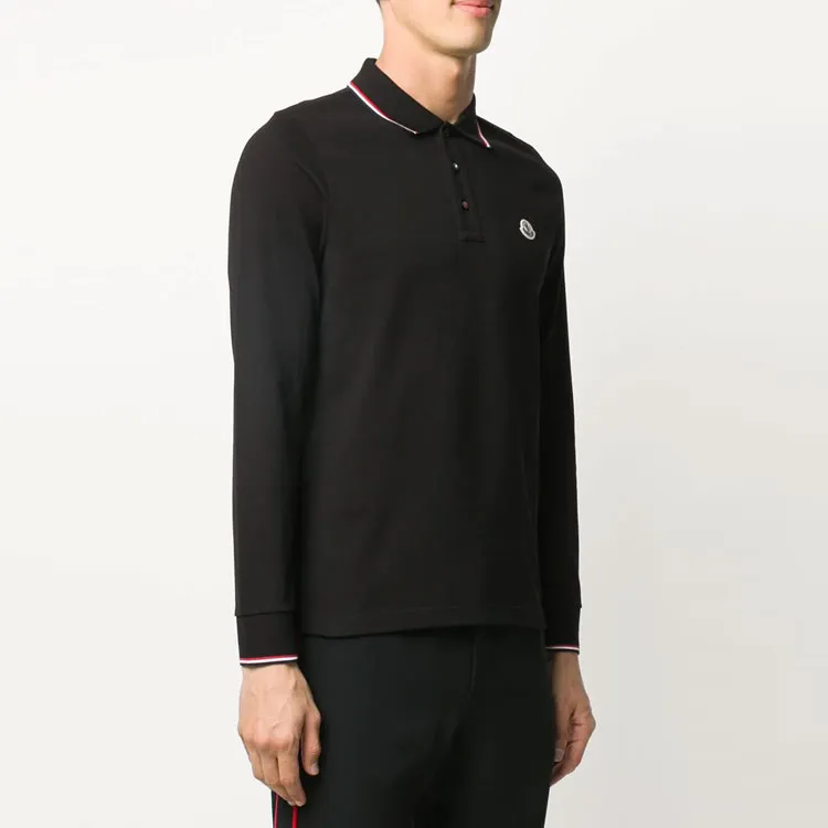 Moncler Logo Patch Long Sleeved Polo Shirt-2