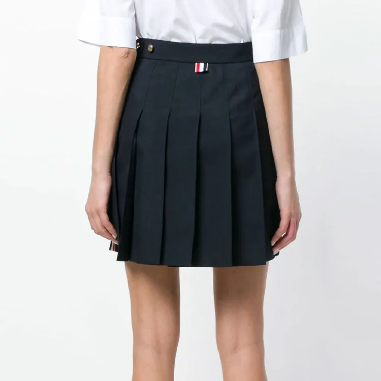 THOM BROWNE Asymmetric Pleated Miniskirt-2