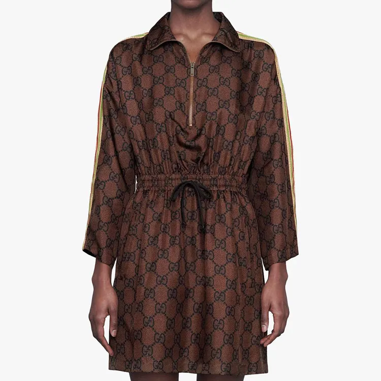 GUCCI Long Sleeved Dresses Women's Brown-3