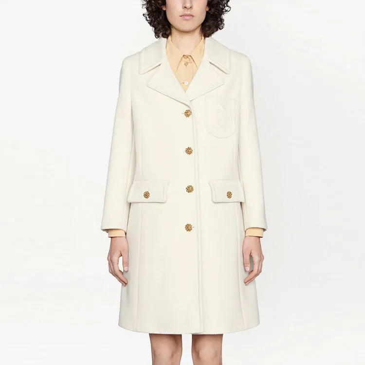 GUCCI Double G Embroidered Button front Coat-2