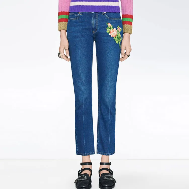 GUCCI 2010s Embroidered Jeans-2