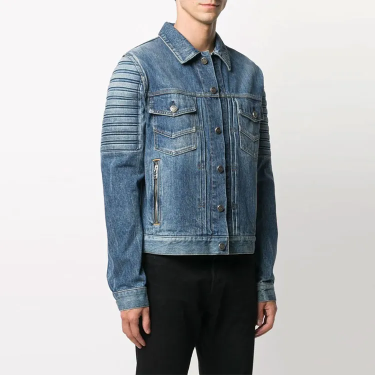 BALMAIN Denim Jackets Men Blue-2