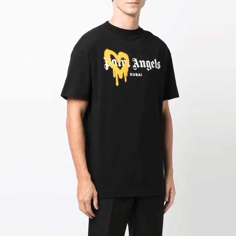 PALM ANGELS Dubai Heart Sprayed Logo T Shirt-1