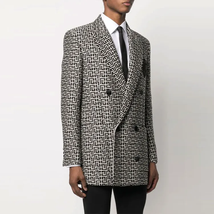 BALMAIN FW21 Business Suit Coat Men's Black White-3
