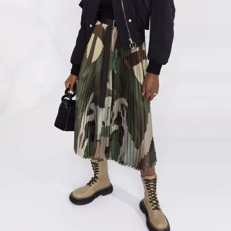 Sacai X Sacai Girls Camo Dress Green-3