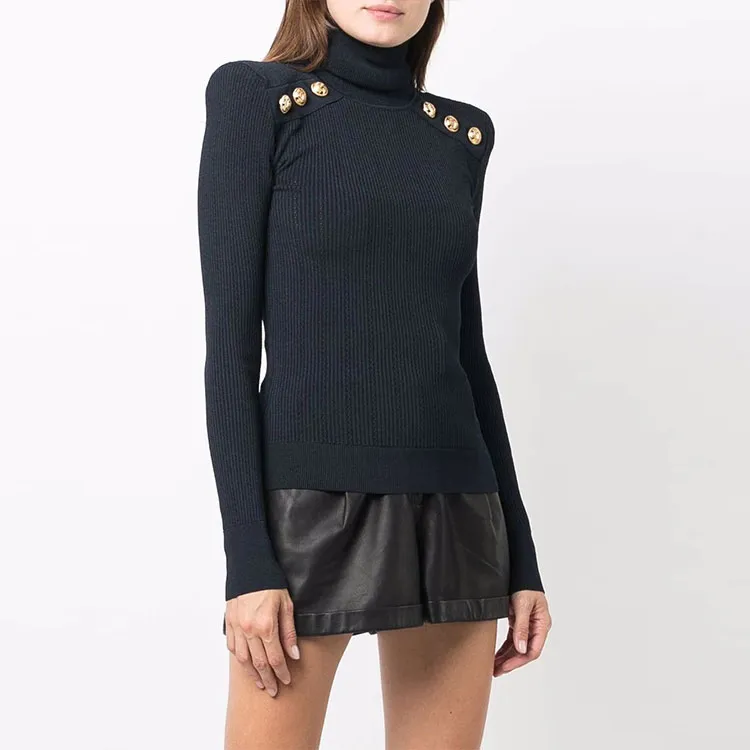 BALMAIN FW21 Slim Fit Sweater Women's Dark Blue-3