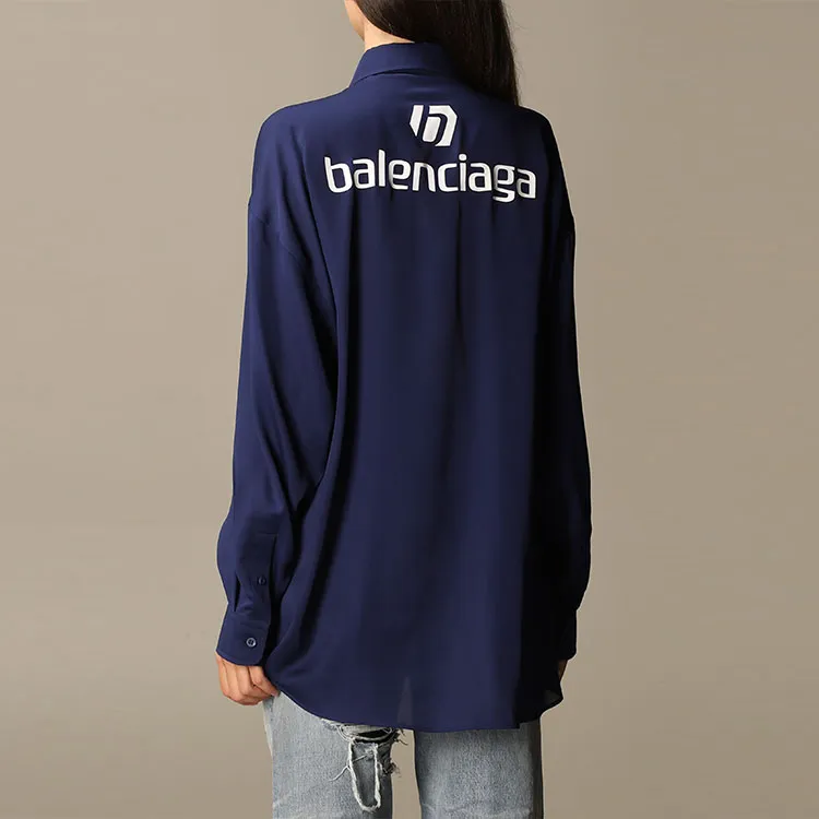 Balenciaga Printed Blouse 'Marine Blue'-4