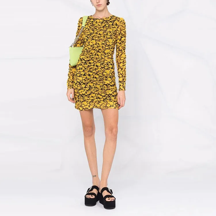 GANNI Long-Sleeved Dresses Women's Yellow-2