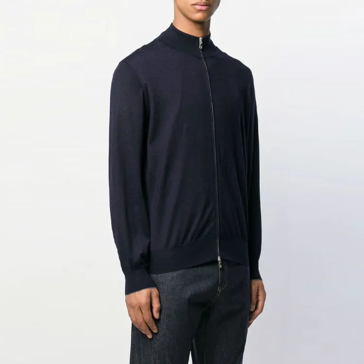 Brunello Cucinelli FW21 Lapel Fitted Long-Sleeved Knitwear Men's Dark Blue-3