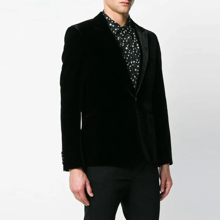 SAINT LAURENT Velvet Long Sleeved Blazer-5