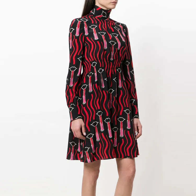 Valentino Long-Sleeved Dresses Women's Red-3
