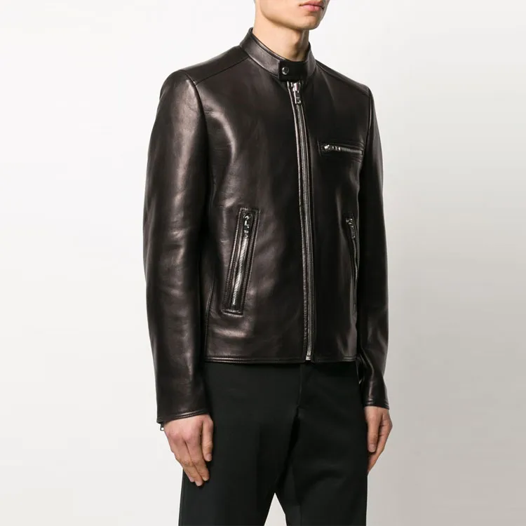 PRADA Leather Jackets Men Black-3