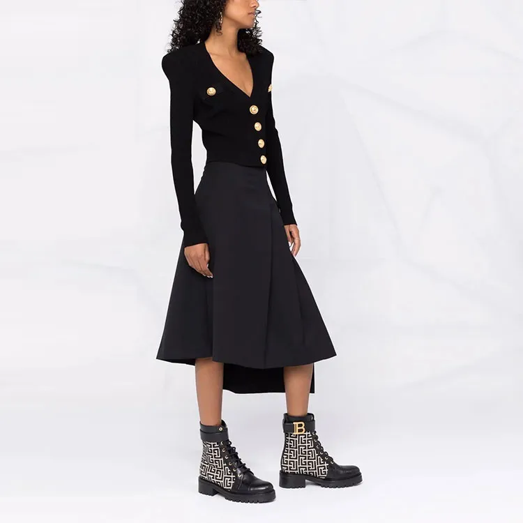 BALMAIN Logo-button Cropped Knitted Cardigan-2