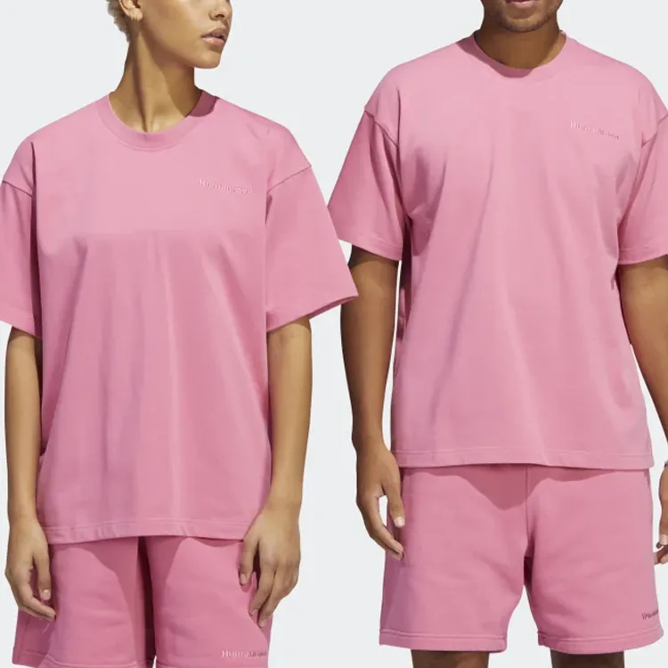 Adidas Originals x Pharrell Williams Drop Shoulder Sleeve T Shirt Unisex Pink-4
