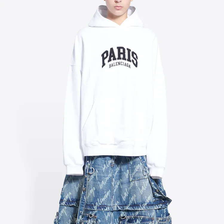 Balenciaga Cities Paris Hoodie Wide Fit 'White'-3