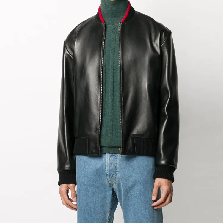 GUCCI Leather Jackets Men Black-1