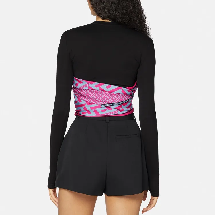 VERSACE Crop Tops Women's Black-2