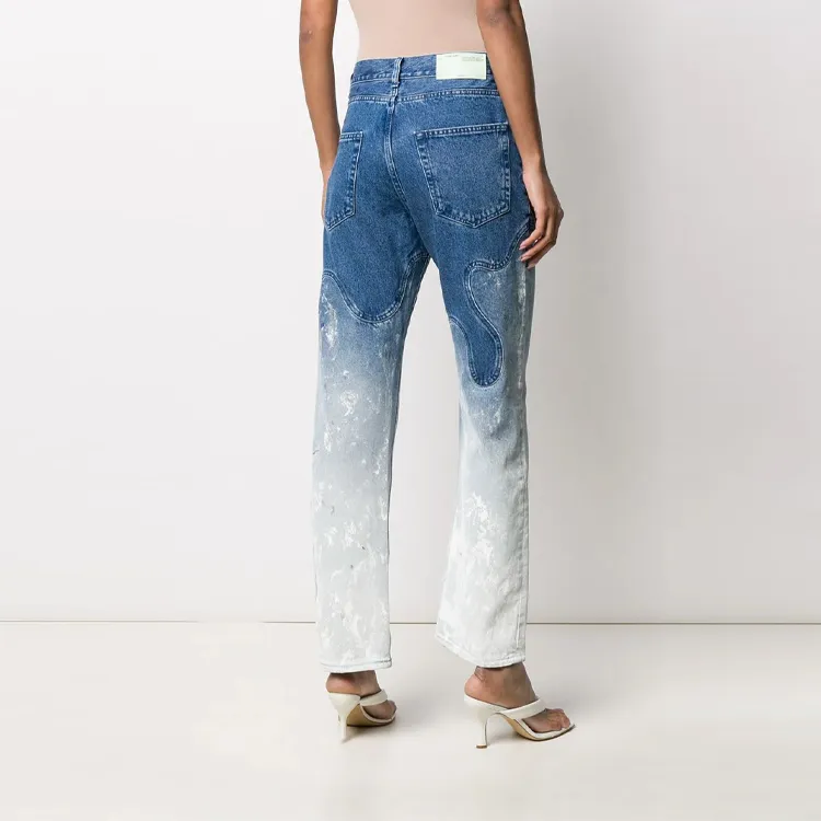 OFF WHITE Shaped Baggy Denim Jeans Bleached Blue-3