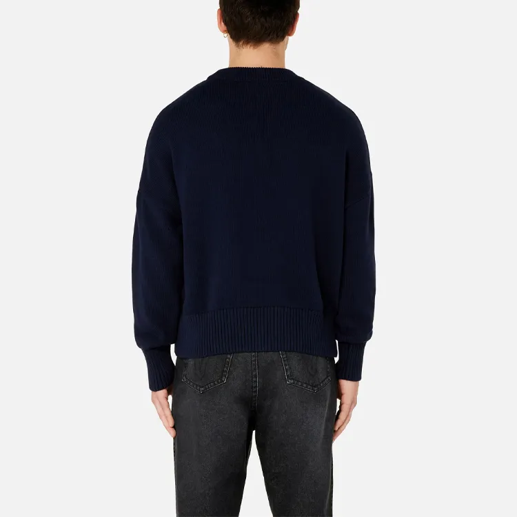 Ami Paris Ami De Coeur Knitted Cotton Crewneck-3