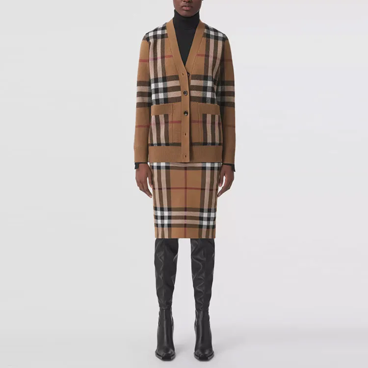 Burberry Willah Check Cardigan 'Birch Brown'-5