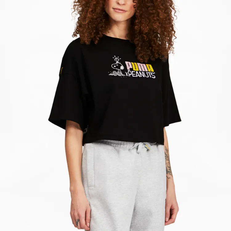 PUMA X PLEASURES Co brand Crop Tops Women's Black-3