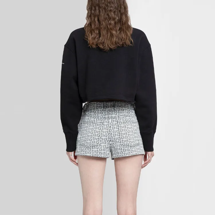 Givenchy Cropped Swearshirt With Embossed Chain Collar 'Black'-4