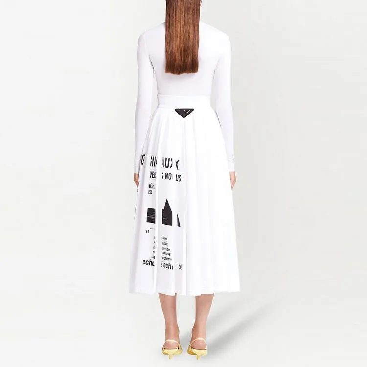 PRADA SS21 Casual Long Skirts Women's White-3