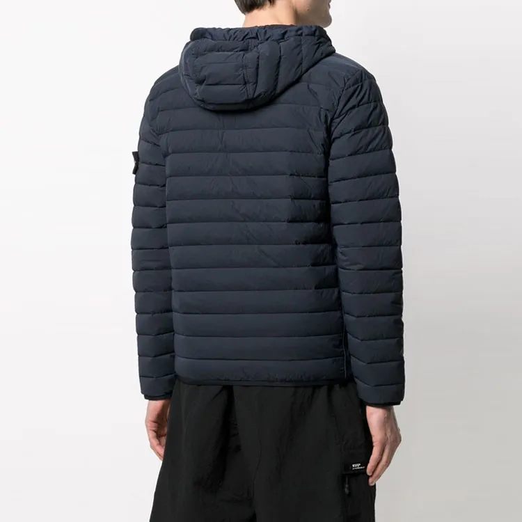 STONE ISLAND SS21 Solid Color Hooded Down Jacket Men's Dark Blue-3