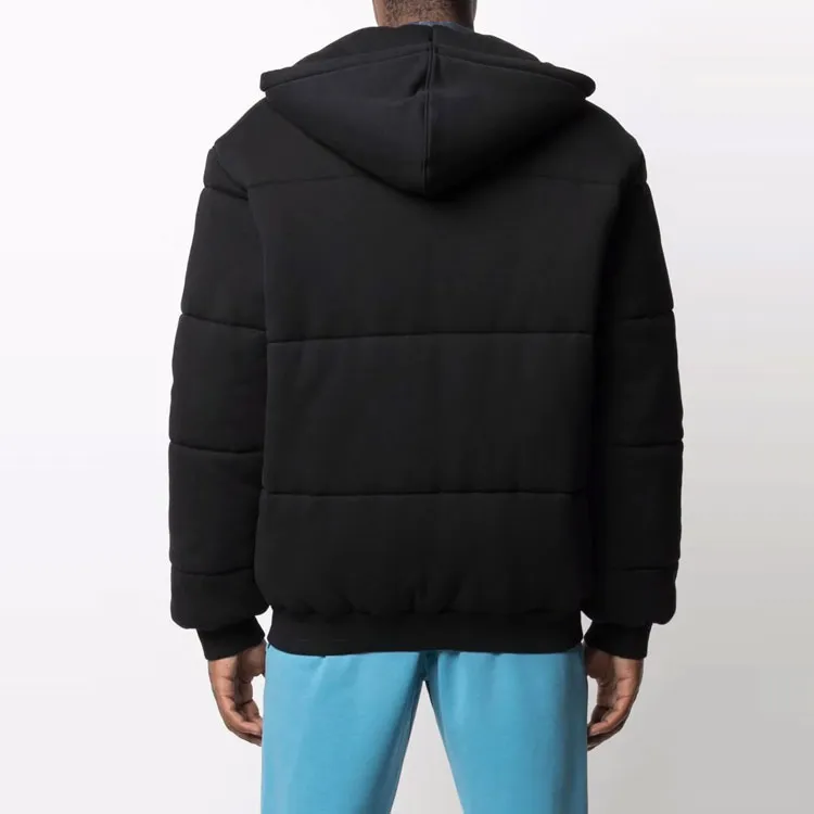 MOSCHINO Solid Color Hooded Puffer Jacket Men's Black-2