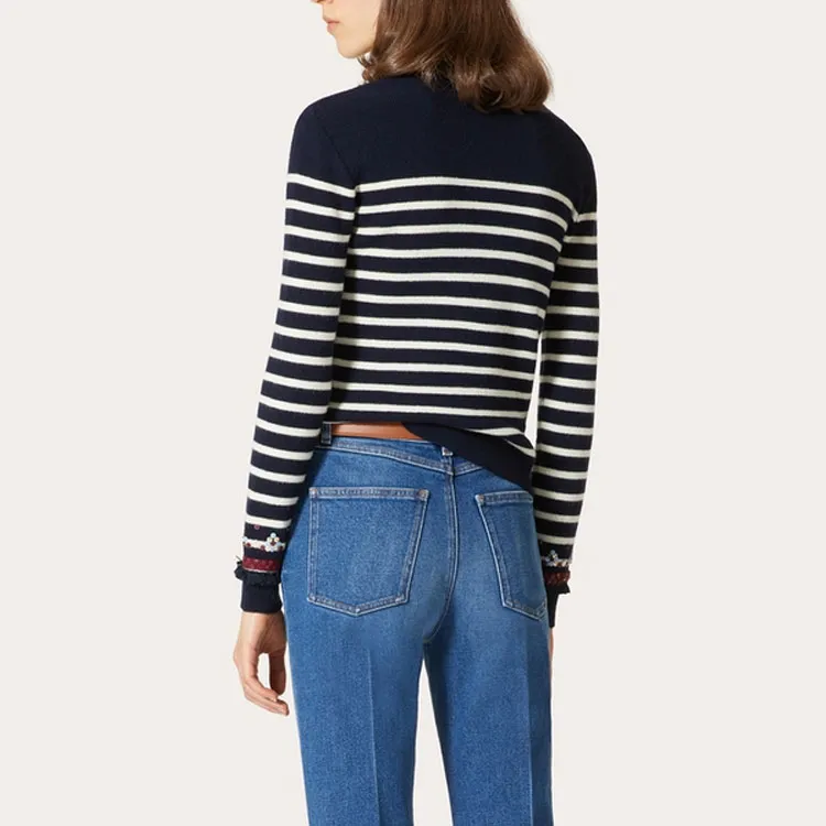 Valentino Logo Embroidered Striped Jumper-2