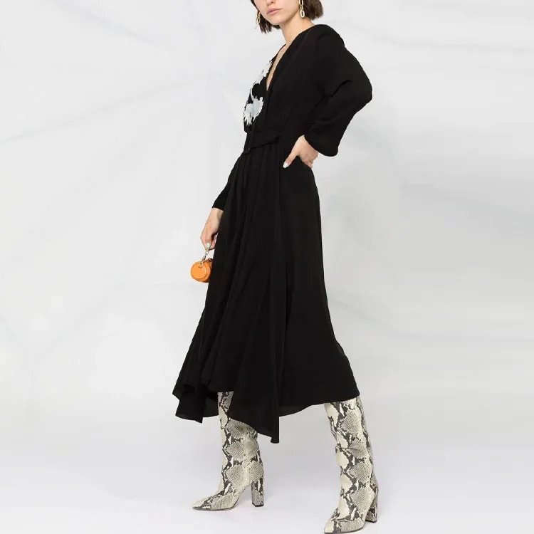GIORGIO ARMANI Long-Sleeved Dresses Women's Black-3