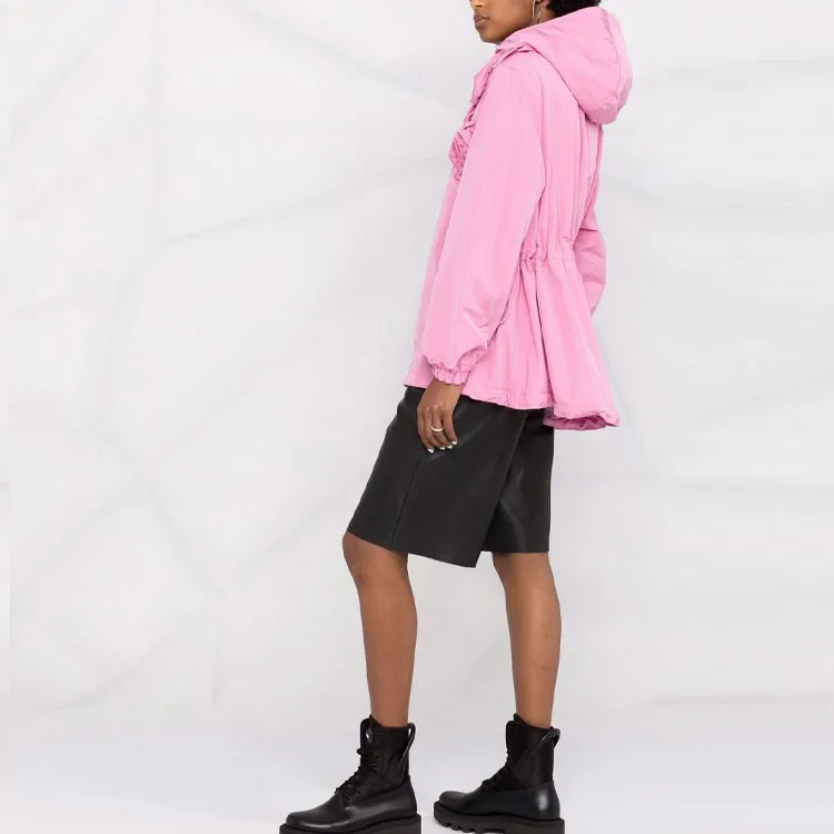 Valentino Solid Color Hooded Puffer Jacket Women's Pink-1