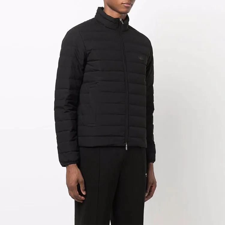 EMPORIO ARMANI Quilted Nylon Full zip Down Jacket With Eagle Logo Patch-4